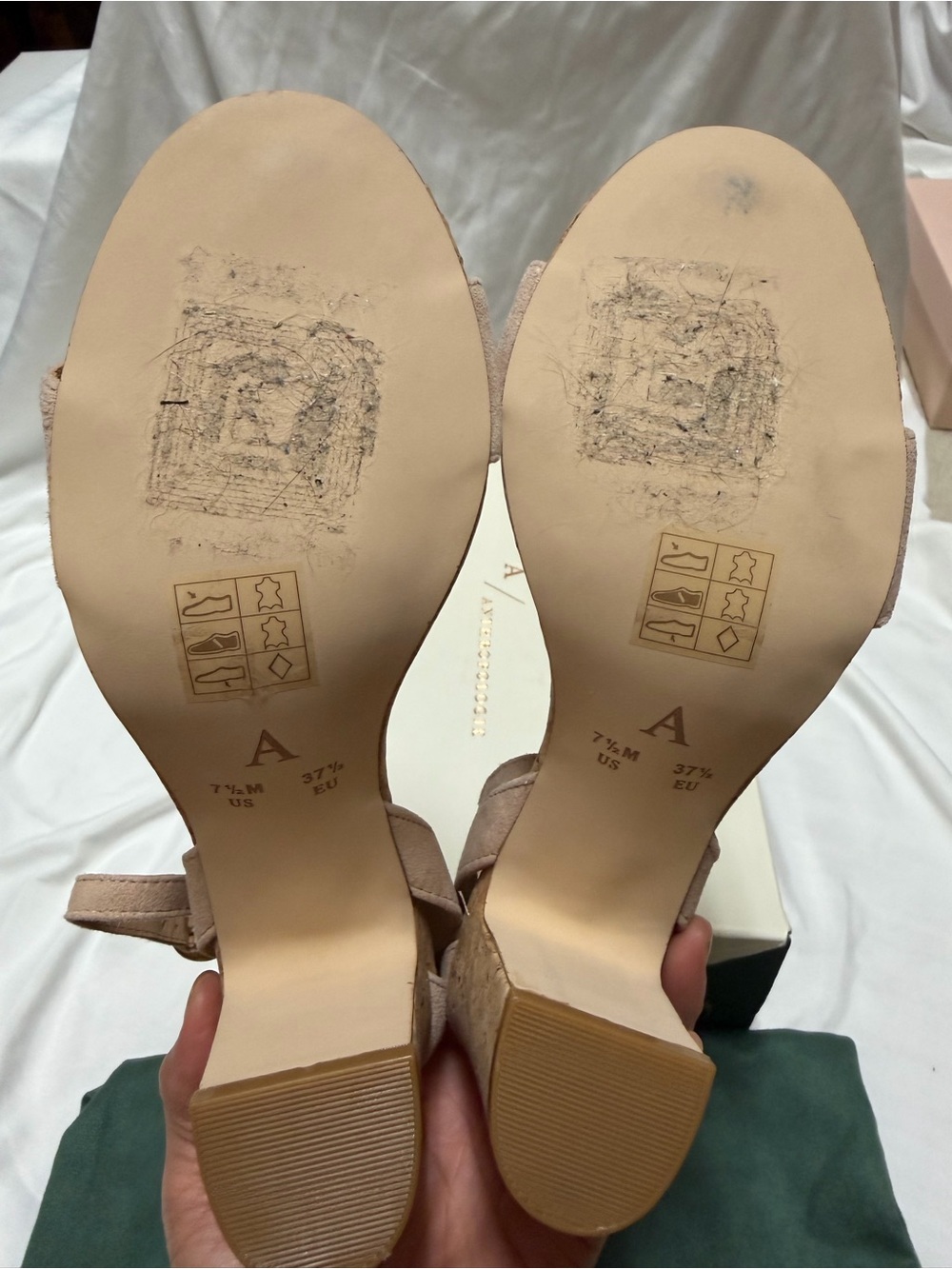 NIB Anthropologie Blush Suede Cork Block Heels - Picture 4 of 5